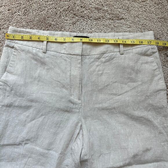 Talbots 100% Linen Wide Leg Crop Pants Trousers Comfort Waist Tan 12 Coastal - Picture 9 of 12
